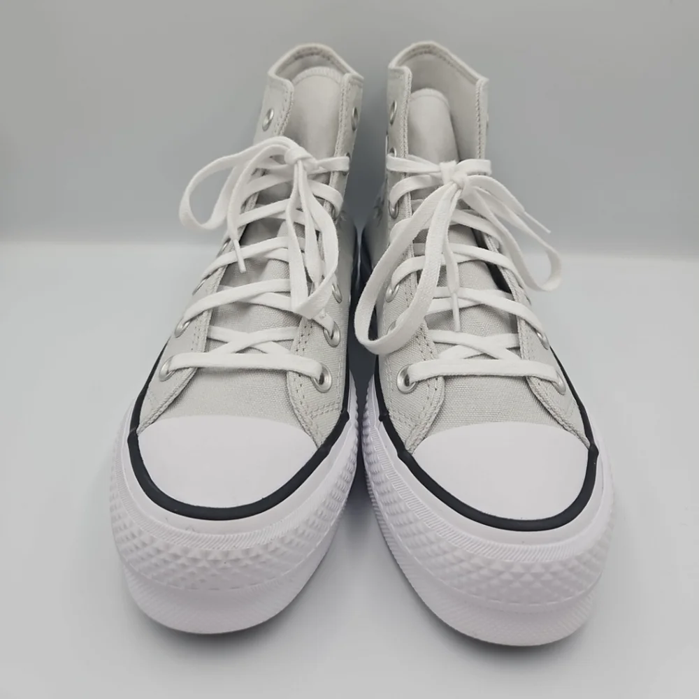 Converse Light Gray High-Tops with Floral Design - Picture 2 of 9